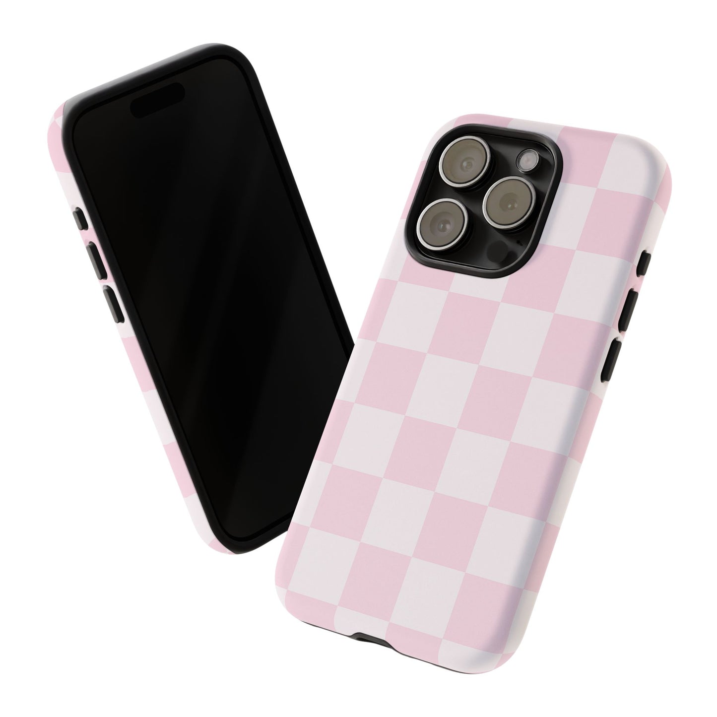 Light Pink Checkerboard Phone Case | Pastel Aesthetic Checkered iPhone & Samsung Tough Case
