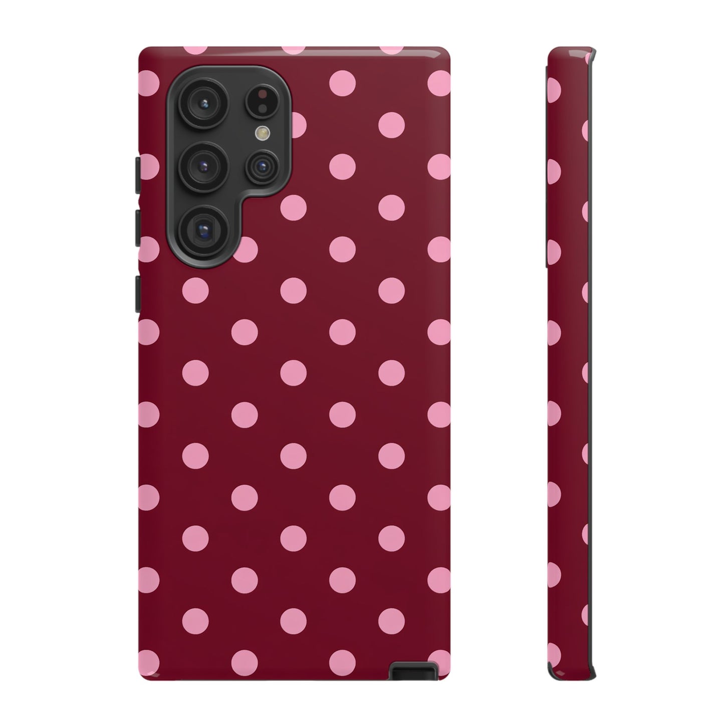 Pink Polka Dot Phone Case – Cute Aesthetic Tough Protective Phone Cover for Iphone, Samsung Galaxy and Pixel