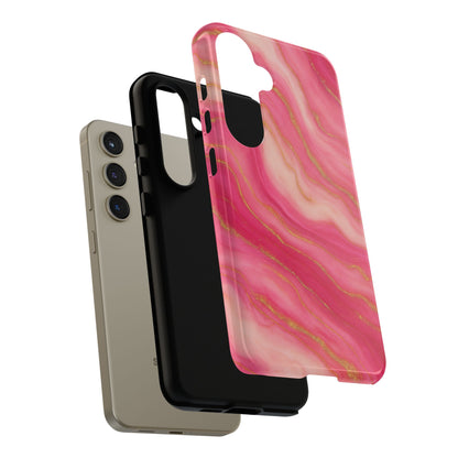 Pink Marble Phone Case | Rose Gold Swirl Aesthetic Tough Protective Case