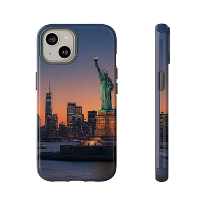 Statue of Liberty Sunset Phone Case – New York City Skyline Travel Aesthetic Tough Case