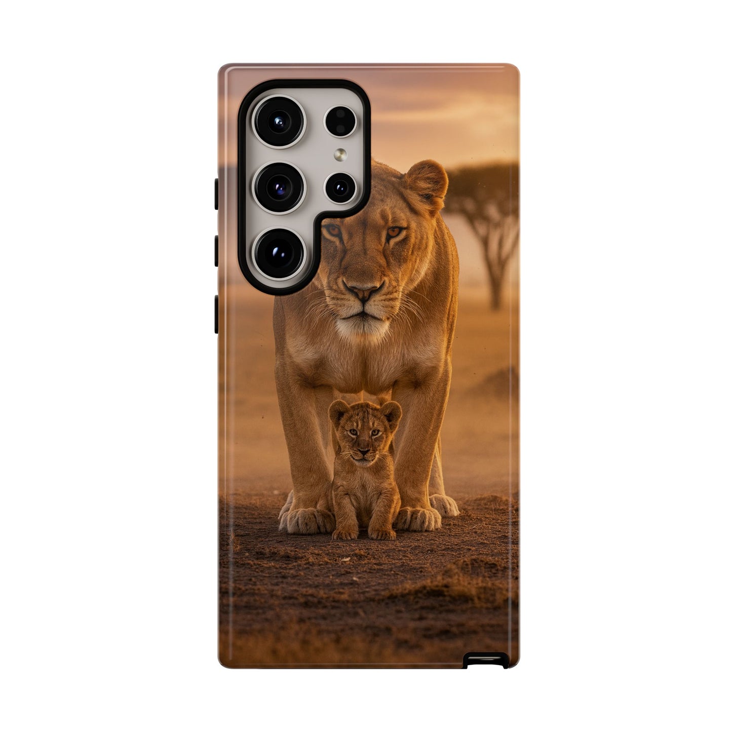 Lioness & Cub Phone Case | Safari Wildlife Tough Case for iPhone & Samsung