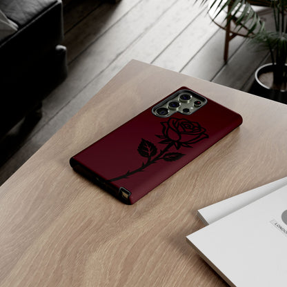 Black Rose Burgundy iPhone Case | Dark Aesthetic Shockproof Protective Cover