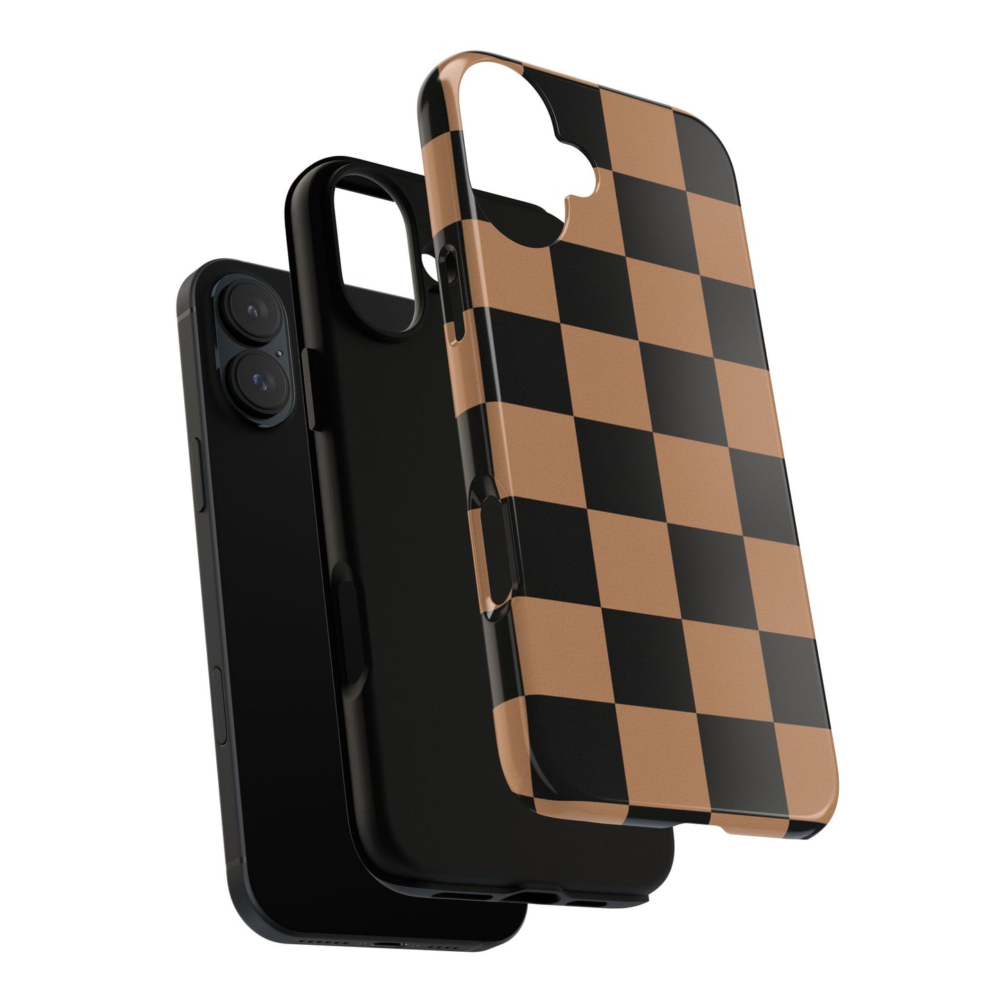 Brown Checkered Phone Case | Aesthetic Checkerboard iPhone & Samsung Tough Case