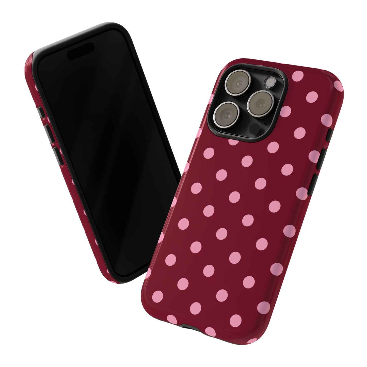 Pink Polka Dot Phone Case – Cute Aesthetic Tough Protective Phone Cover for Iphone, Samsung Galaxy and Pixel