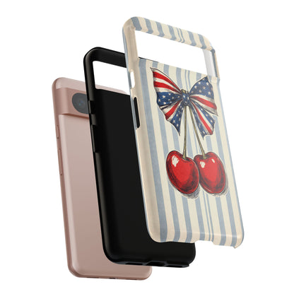 Patriotic Cherry Phone Case Americana Coquette Aesthetic iPhone Samsung