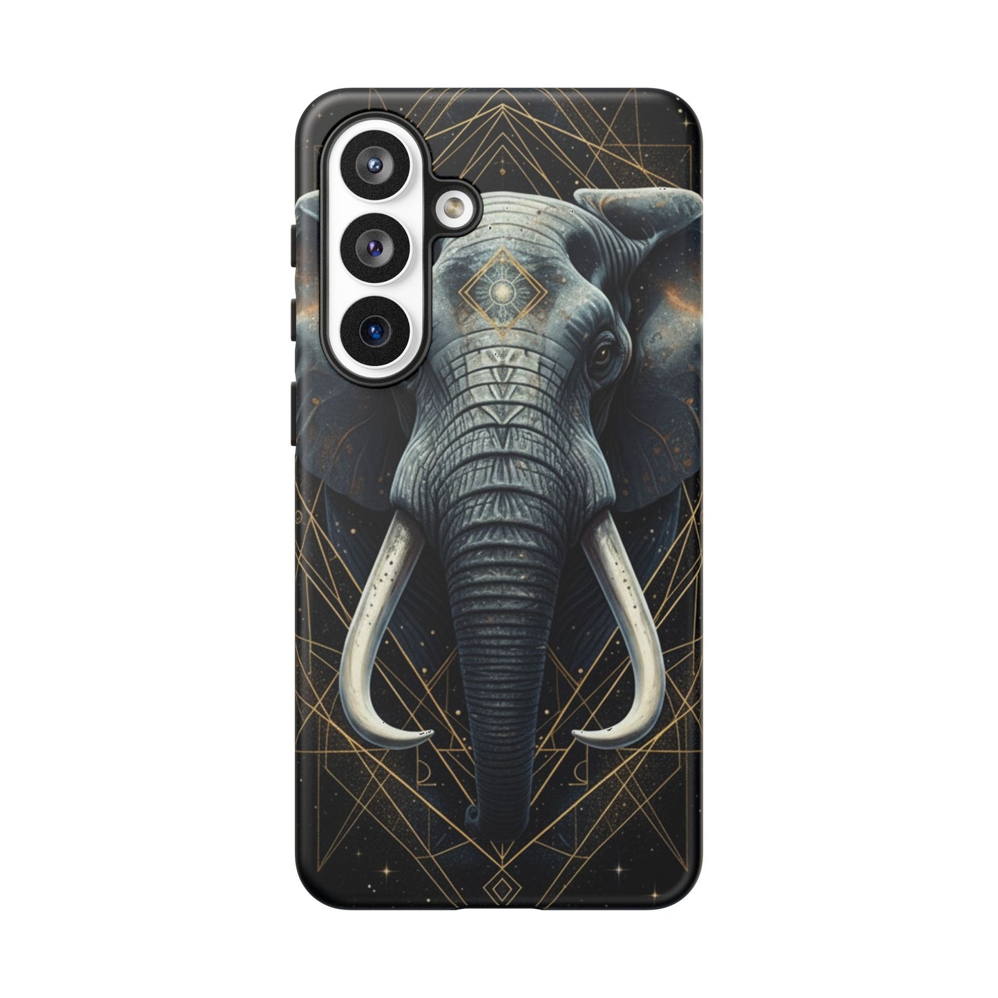 Elephant Mandala Phone Case – Black and Gold Spiritual Elephant Tough Protective Case