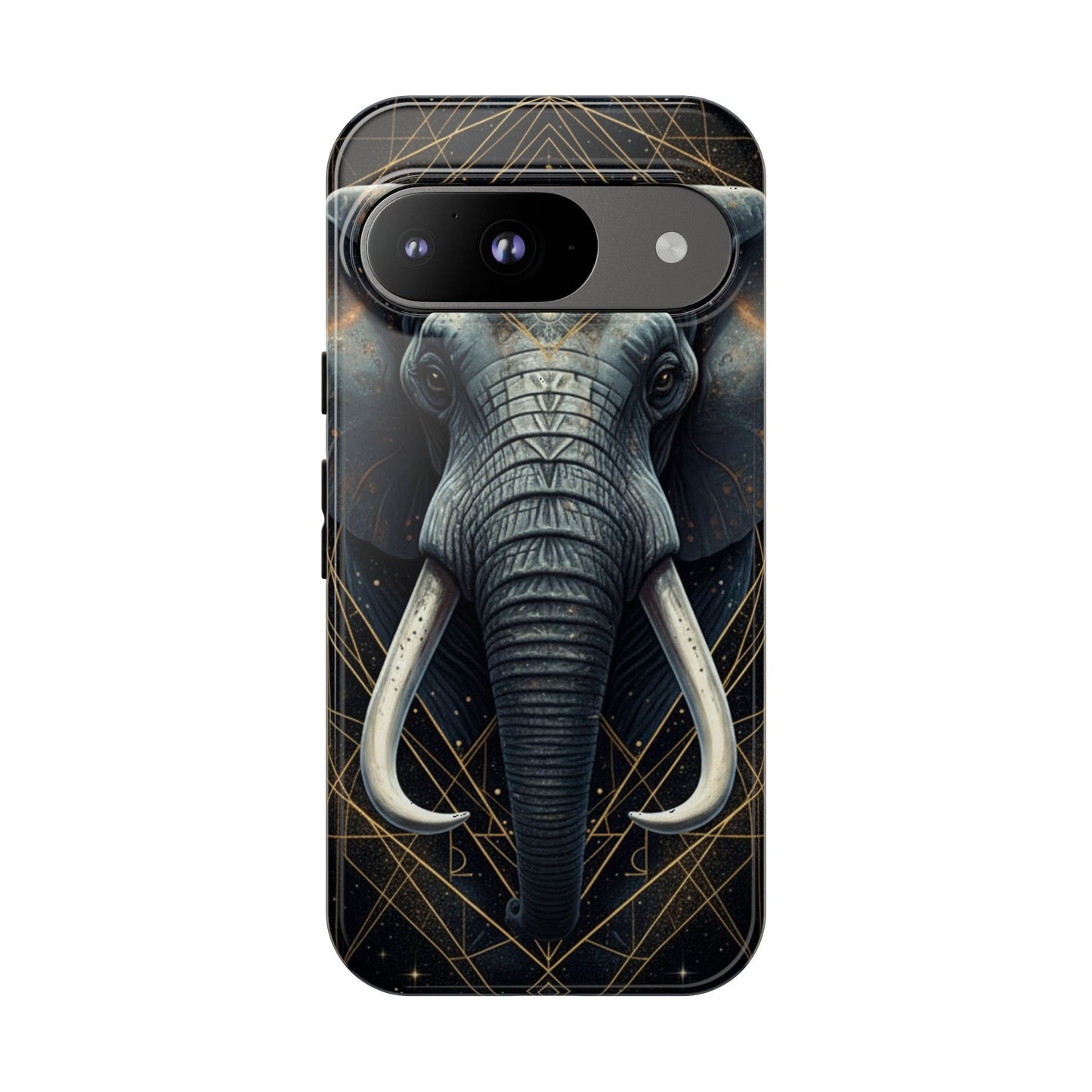Elephant Mandala Phone Case – Black and Gold Spiritual Elephant Tough Protective Case