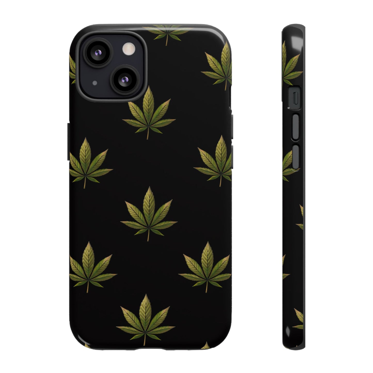 Cannabis Leaf Phone Case Green Weed Leaf Pattern Tough Protective Cover