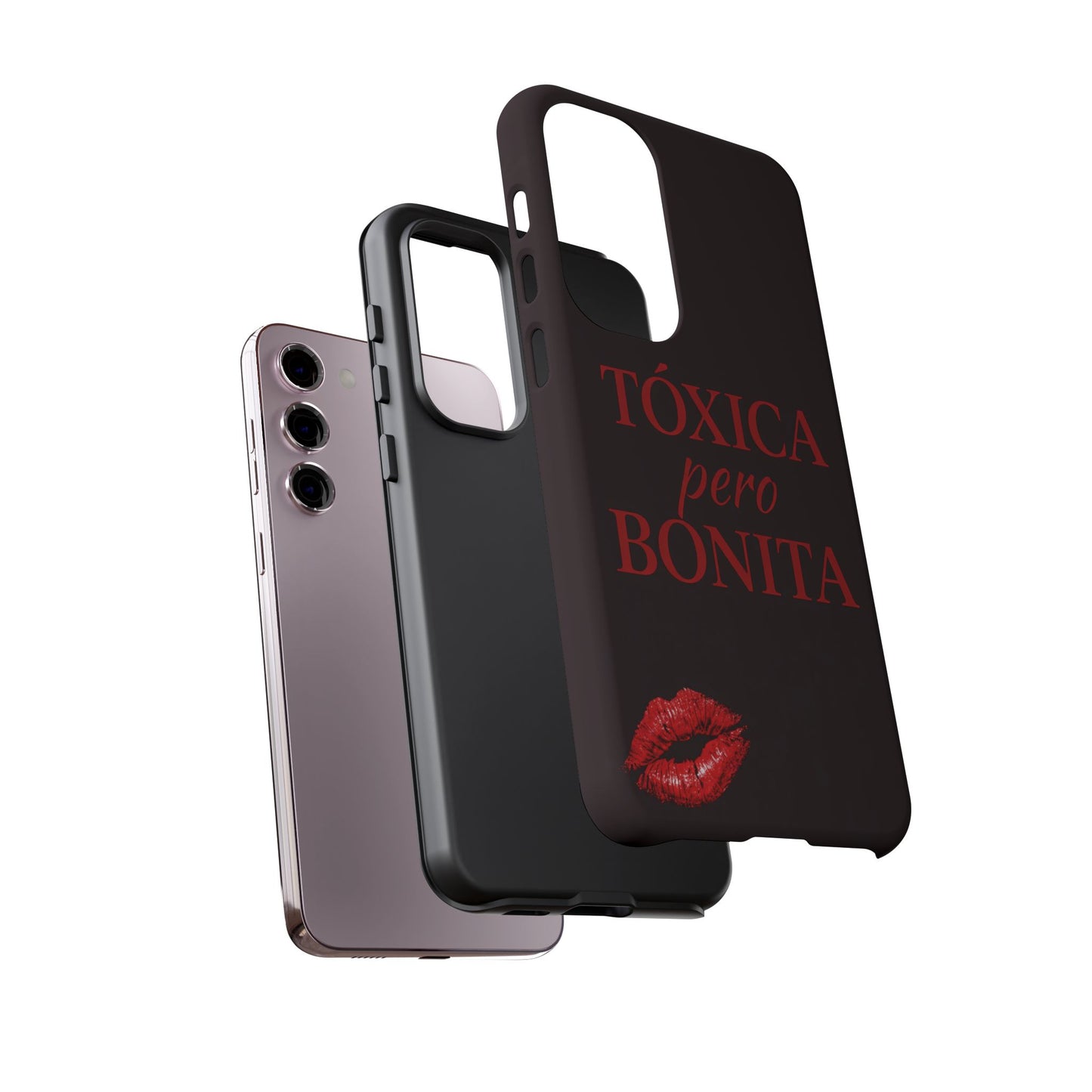 Toxica Pero Bonita Phone Case, Latina Quote Case, Red Lips Aesthetic, Spanish Saying Case, Trendy Tough Cover