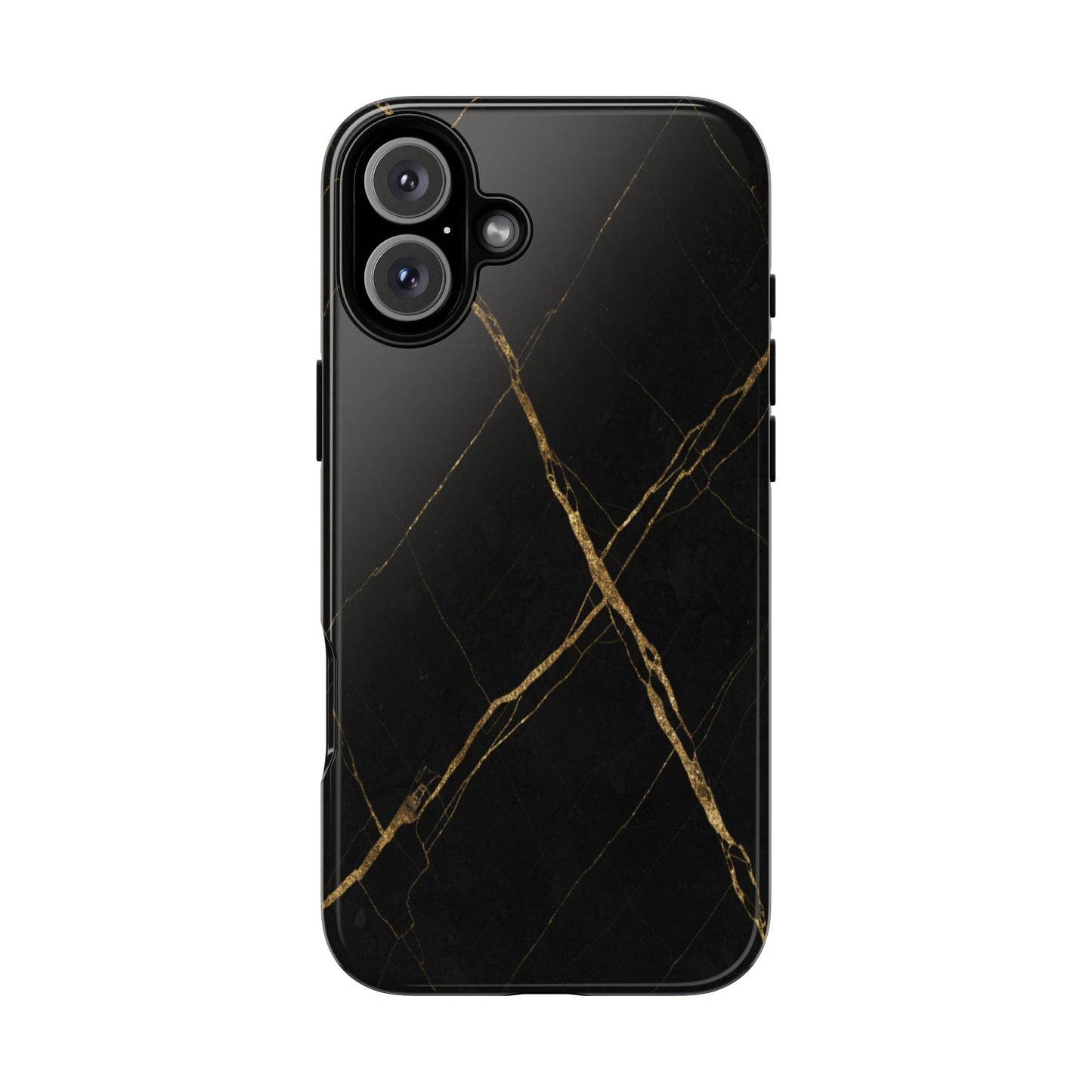 Black Marble Phone Case with Gold Veins – Luxury Minimal Aesthetic Tough Case