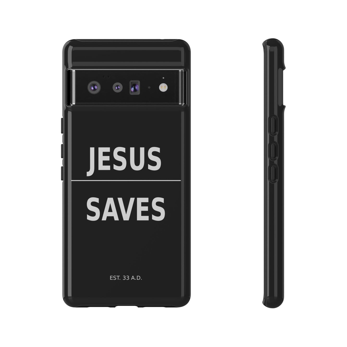 Jesus Saves Phone Case Christian Religious Minimalist Black Tough Cover