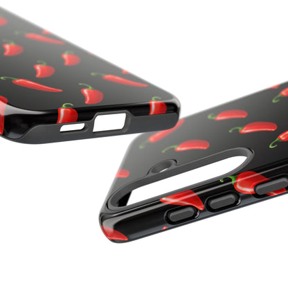 Spicy Chili Pepper Phone Case – Black Cute Hot Pepper Tough Cover for Iphone, Samsung Galaxy and Pixel