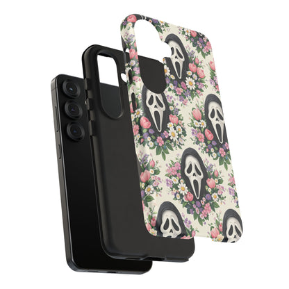 Floral Ghost Face Aesthetic Phone Case – Cute Spooky Tough Cover