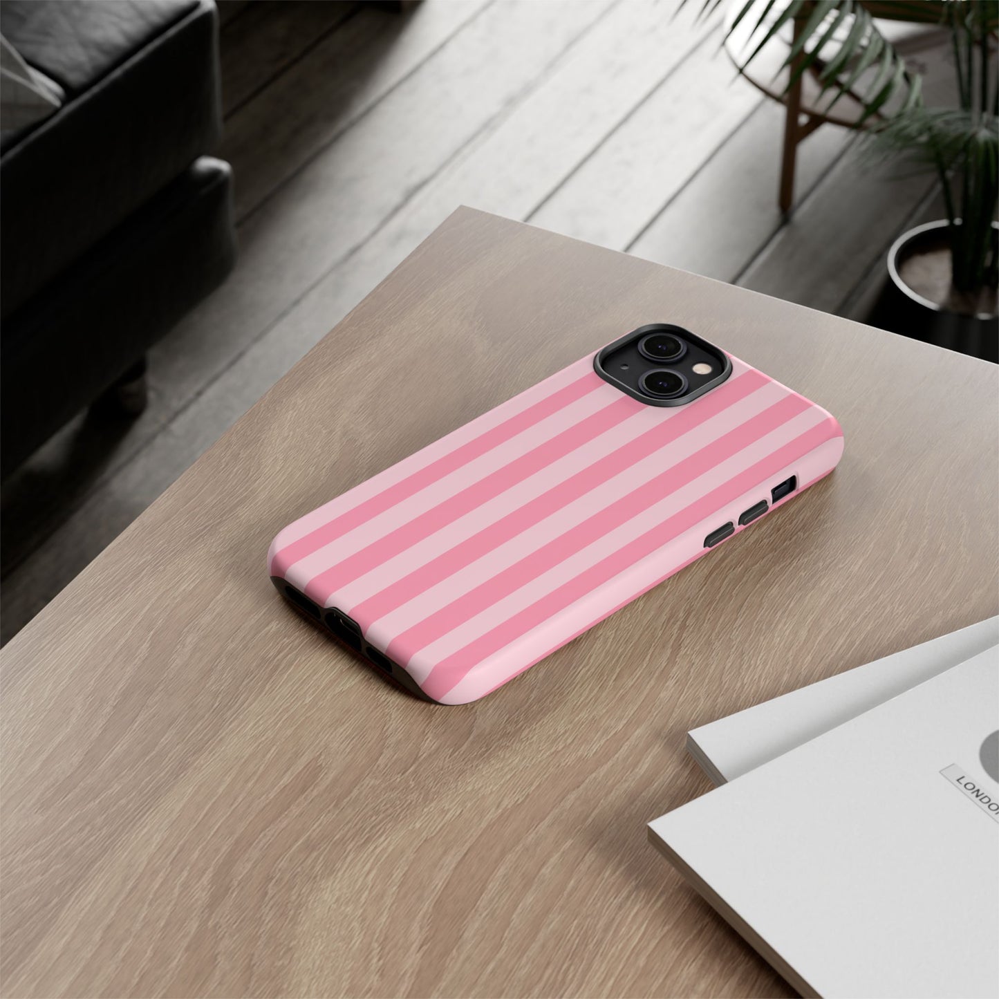 Pink Stripe Phone Case – Pastel Coquette Aesthetic Tough Protective Case