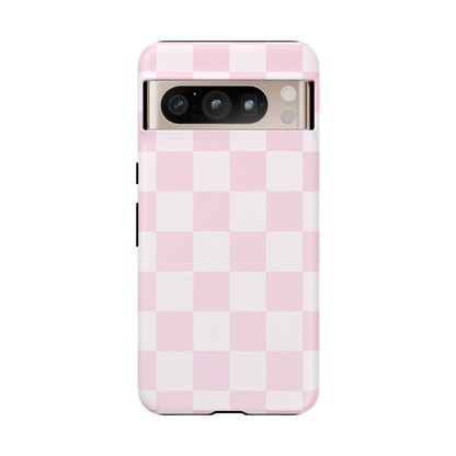 Pink Checkerboard Phone Case | Aesthetic Tough Protective Case