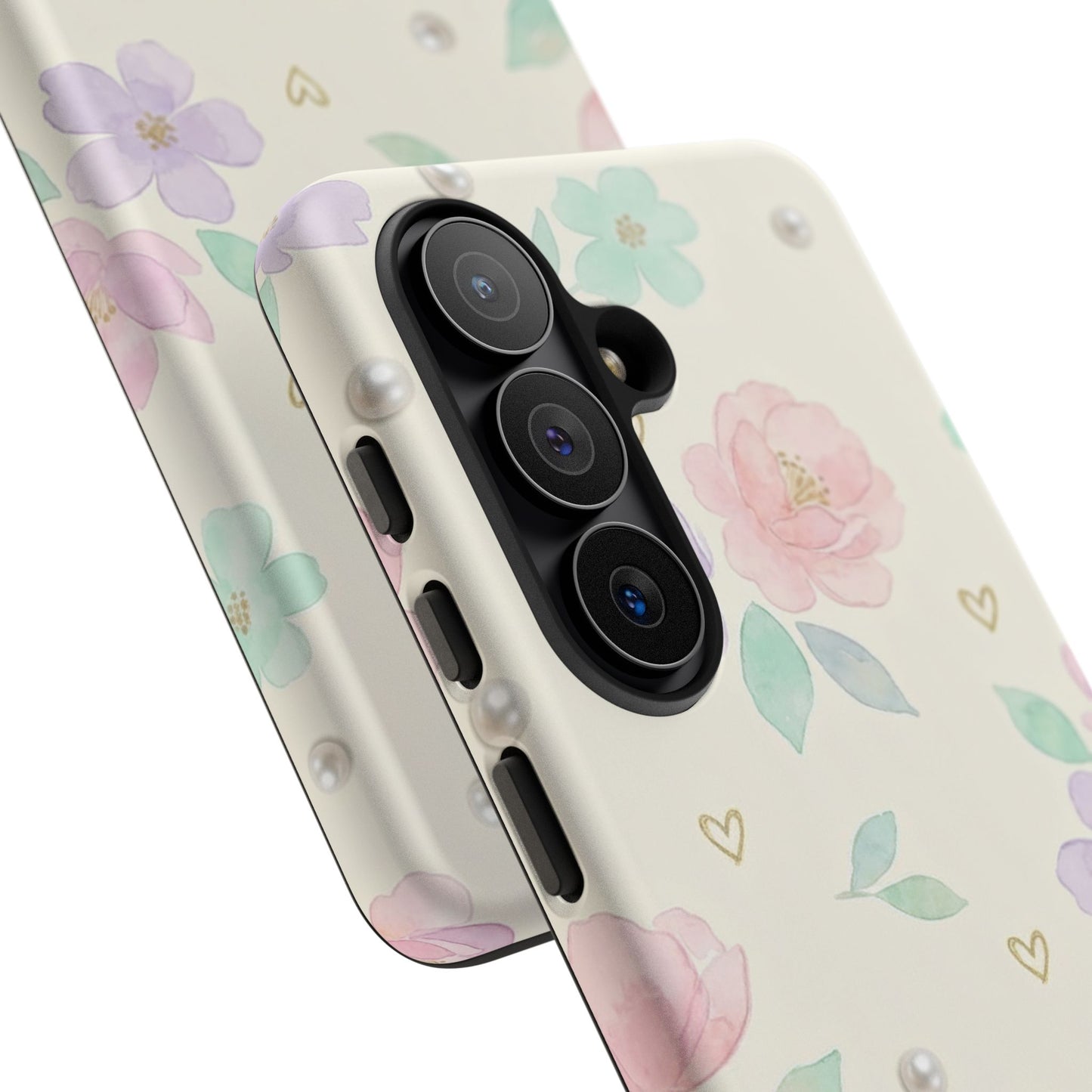 Pastel Floral Phone Case – Coquette Watercolor Flower Hearts Tough Case (iPhone, Samsung, Pixel)