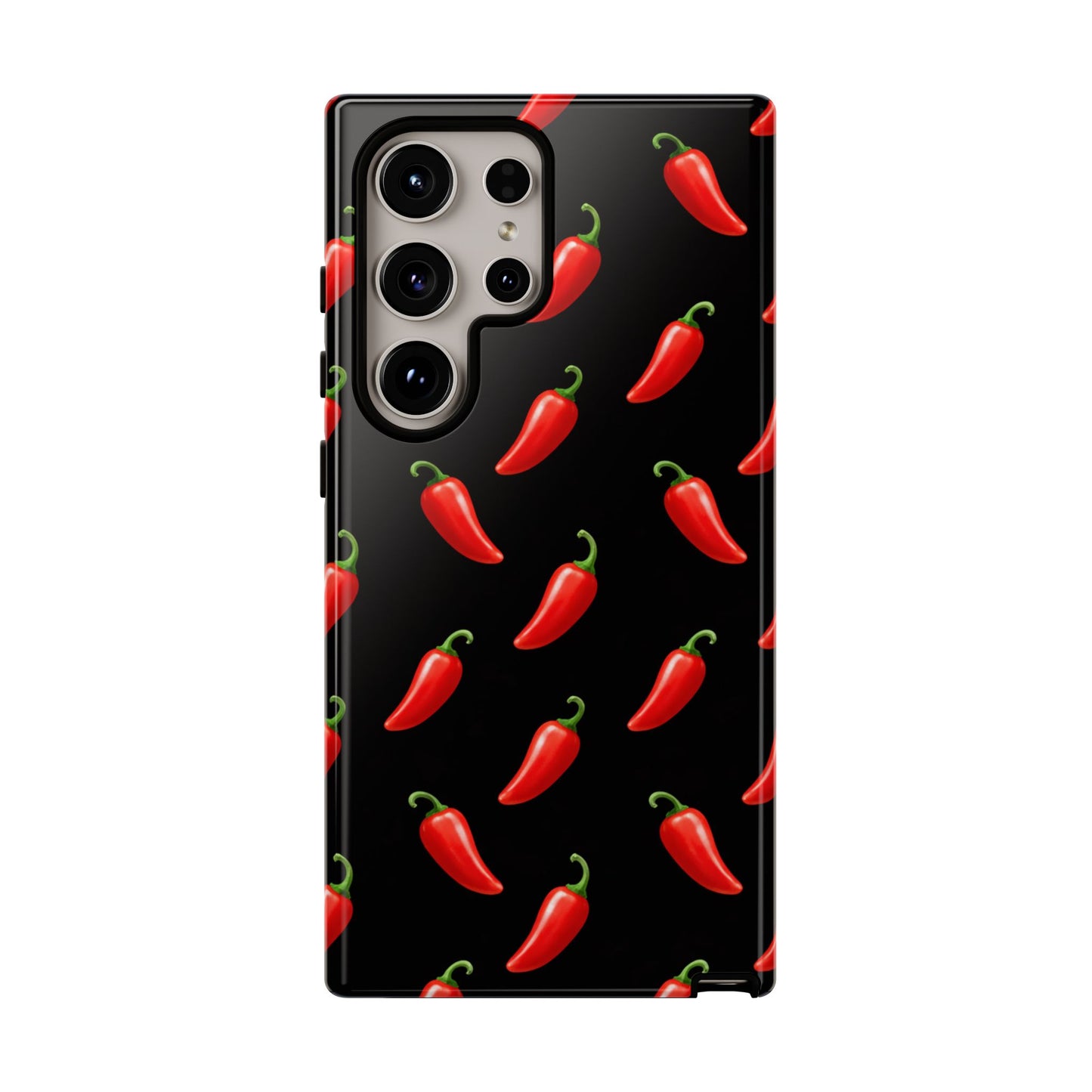 Spicy Chili Pepper Phone Case – Black Cute Hot Pepper Tough Cover for Iphone, Samsung Galaxy and Pixel