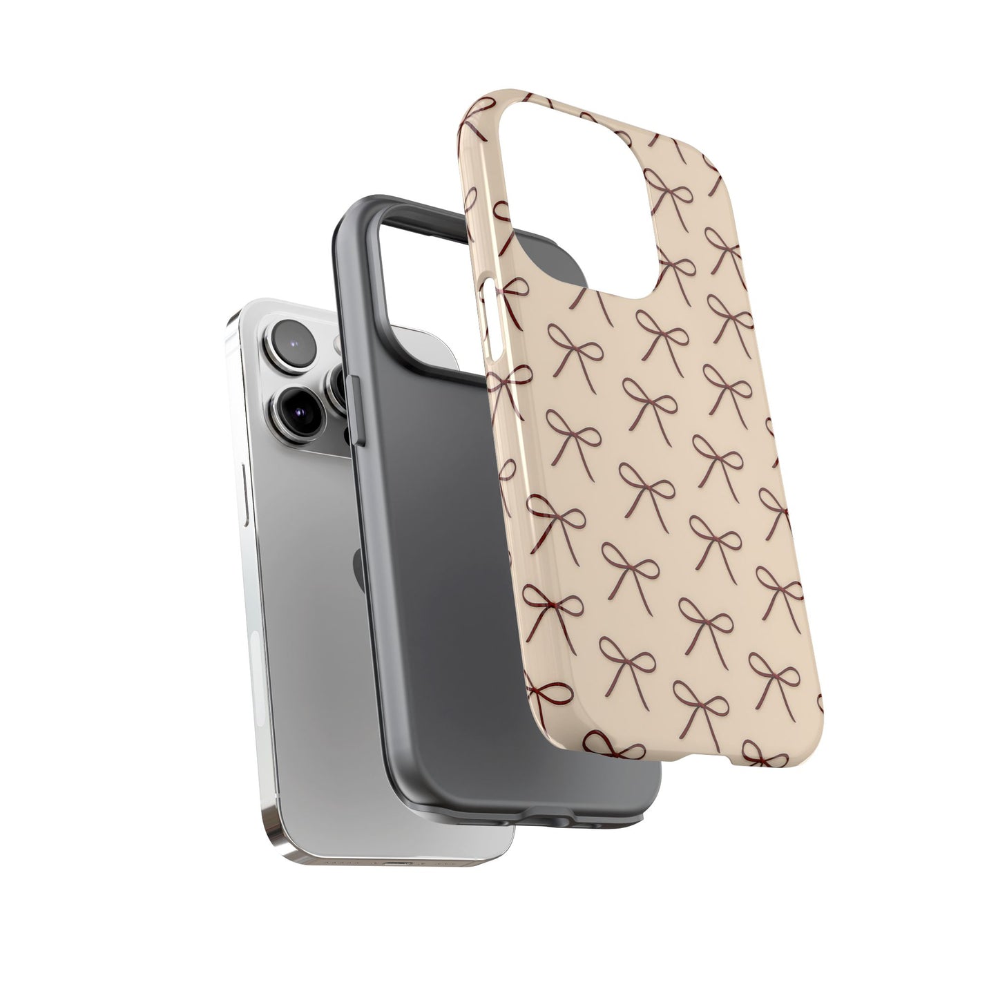Coquette Bow Phone Case | Neutral Beige Aesthetic iPhone & Samsung Tough Case