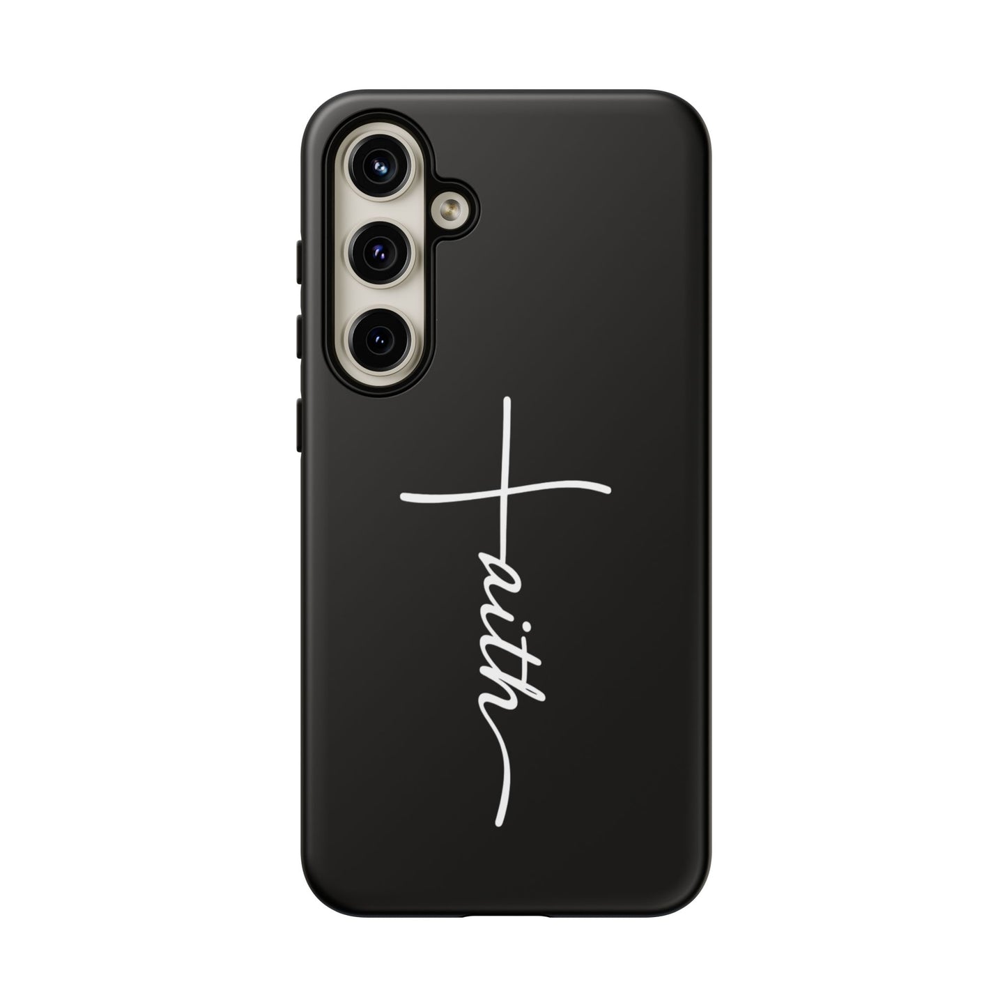 Faith Cross Phone Case, Christian Aesthetic Minimalist Black Matte Case, Religious Gift iPhone Samsung Cover