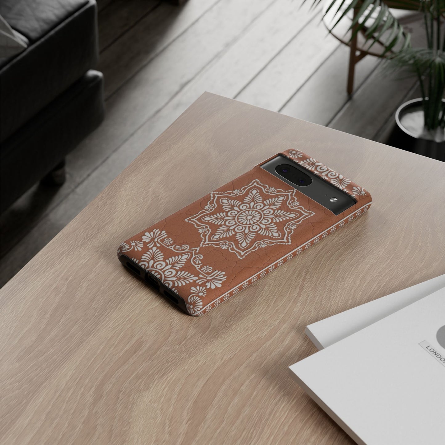 Talavera Terracotta Phone Case | Mexican Floral Pattern iPhone & Samsung Tough Case | Boho Clay Aesthetic Cover