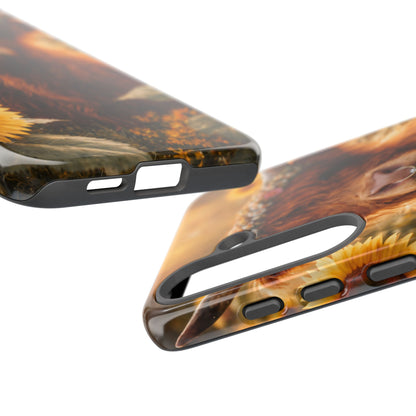 Highland Cow Sunflower Phone Case | Floral Farmhouse iPhone, Samsung Galaxy and Pixel Cover