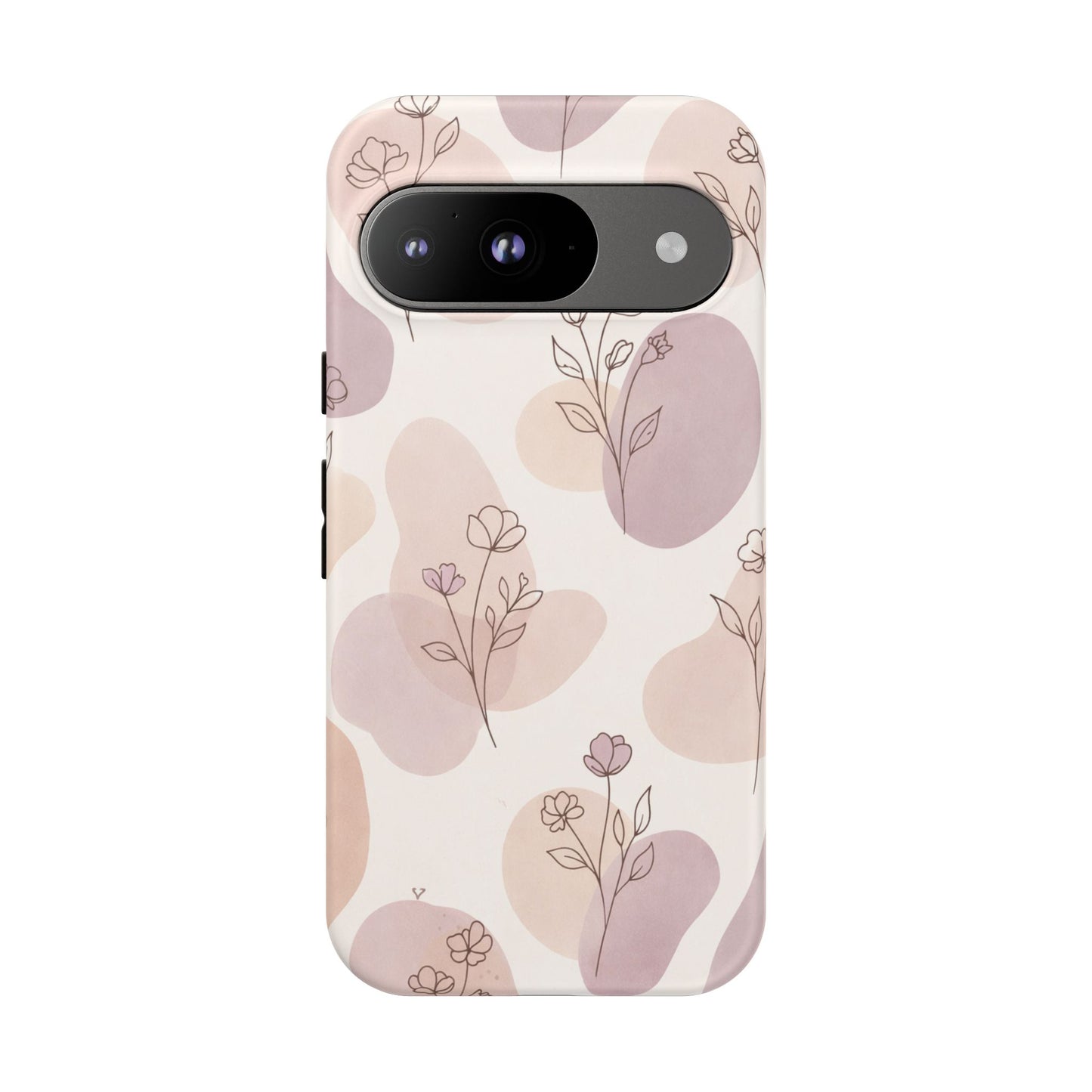 Blush Floral Phone Case Neutral Botanical Watercolor Tough Cover