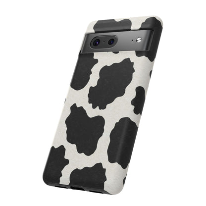 Black & White Cow Print Phone Case | Western Aesthetic iPhone & Samsung Tough Case