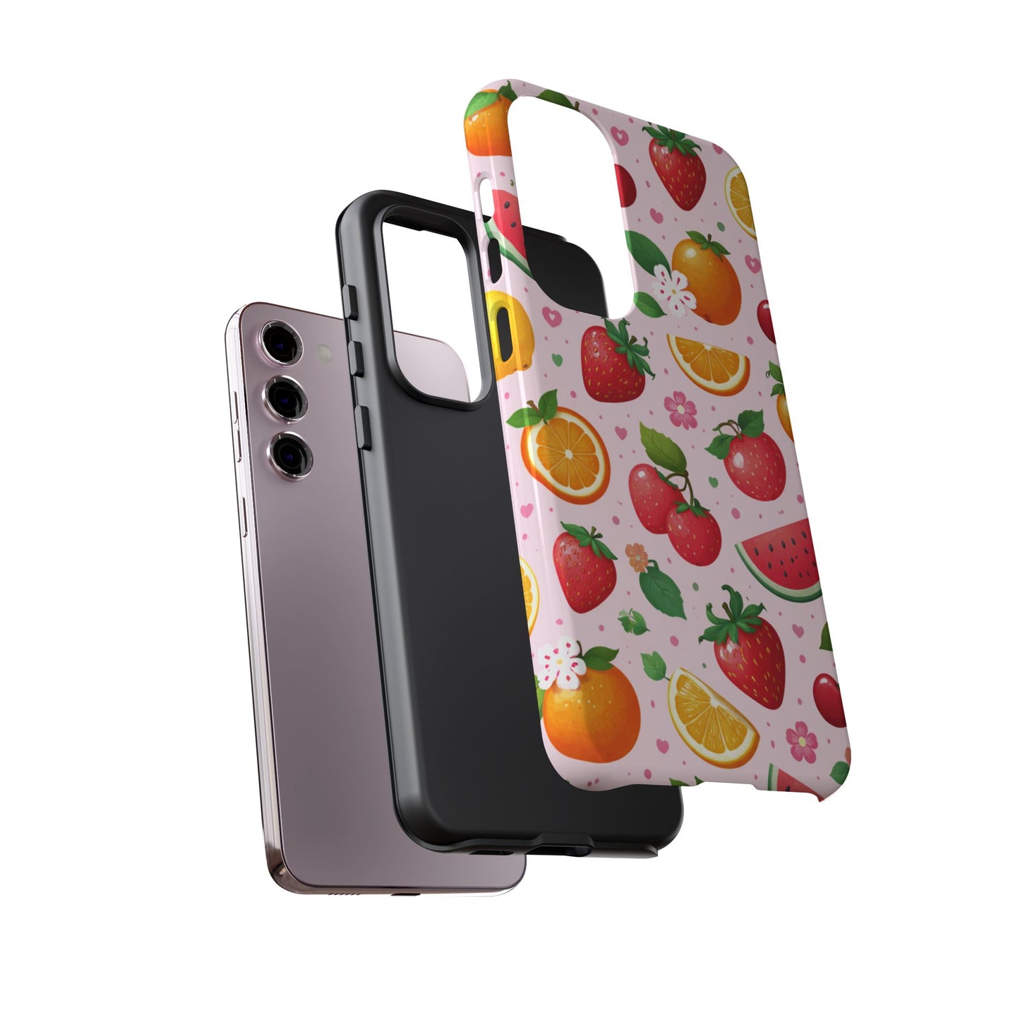 Fruit Phone Case – Tough Shockproof, Strawberry Cherry Citrus Summer Design for Iphone, Samsung Galaxy and Pixel
