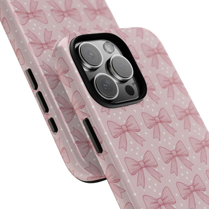 Pink Bow Pattern Phone Case – Soft Coquette Aesthetic Tough Case