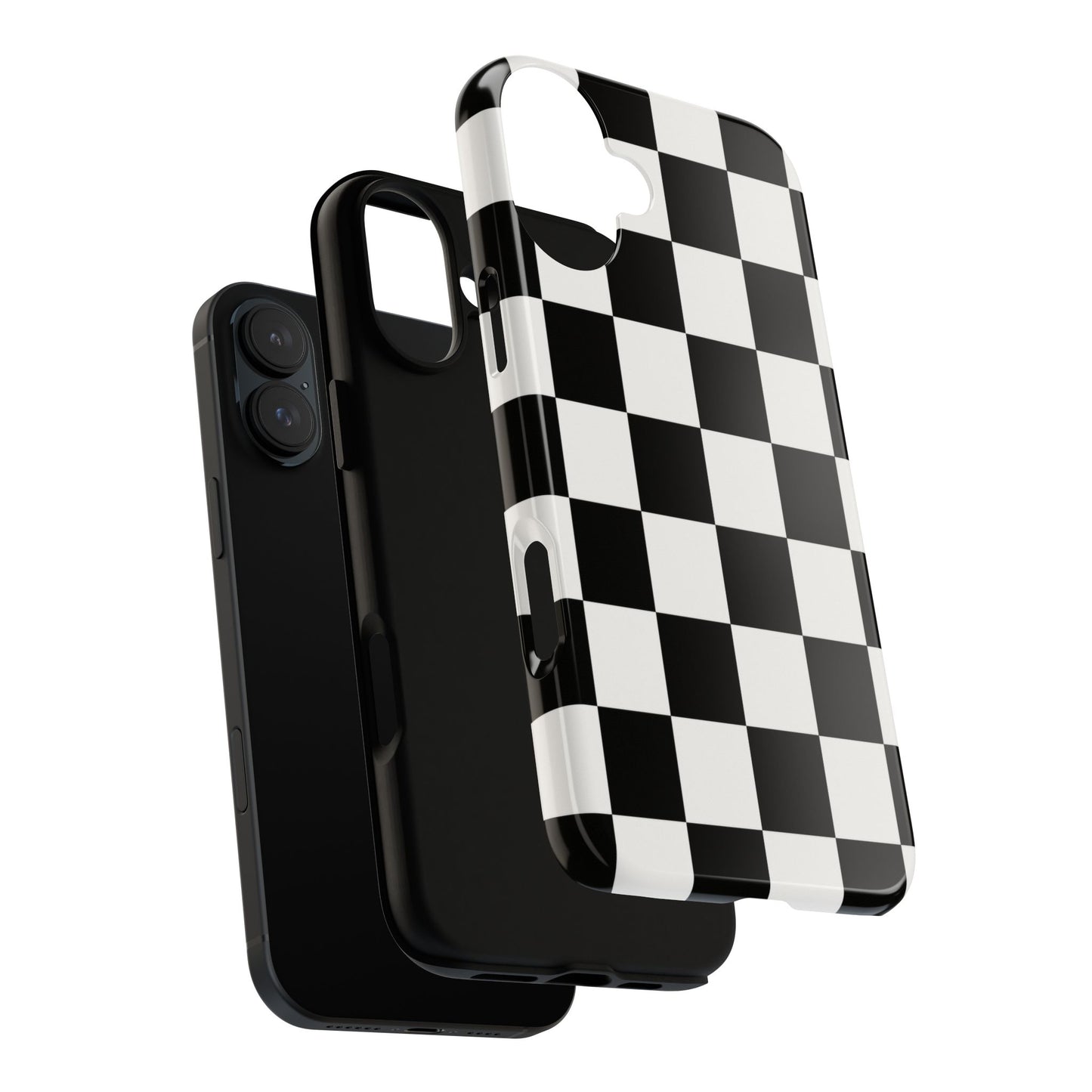Black & White Checkerboard Phone Case – Classic Aesthetic Tough Protective Case