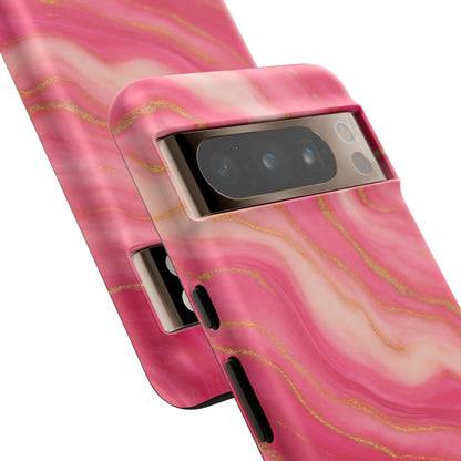 Pink Marble Phone Case | Rose Gold Swirl Aesthetic Tough Protective Case