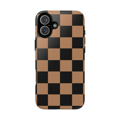 Brown Checkerboard Phone Case | Aesthetic Tough Protective Case