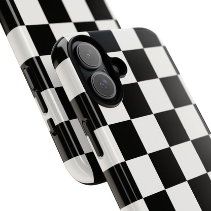 Black & White Checkerboard Phone Case – Classic Aesthetic Tough Protective Case