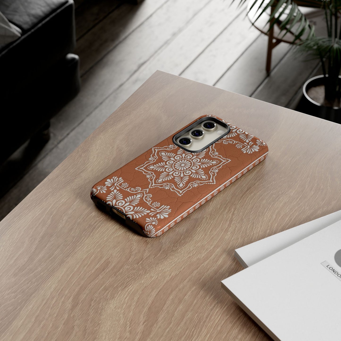 Talavera Terracotta Phone Case | Mexican Floral Pattern iPhone & Samsung Tough Case | Boho Clay Aesthetic Cover