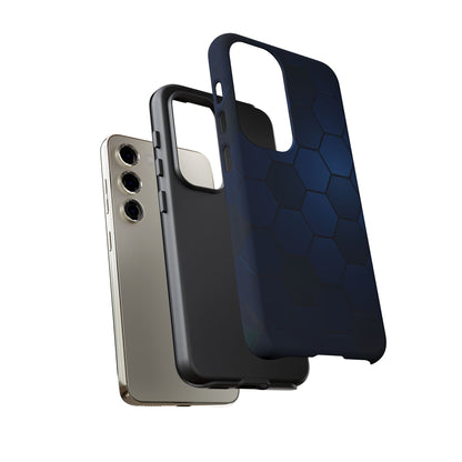 Blue Hexagon Gradient Phone Case | Honeycomb Geometric Tech Aesthetic | Minimalist Tough Case for iPhone & Samsung