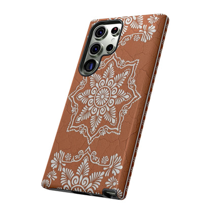 Talavera Terracotta Phone Case | Mexican Floral Pattern iPhone & Samsung Tough Case | Boho Clay Aesthetic Cover