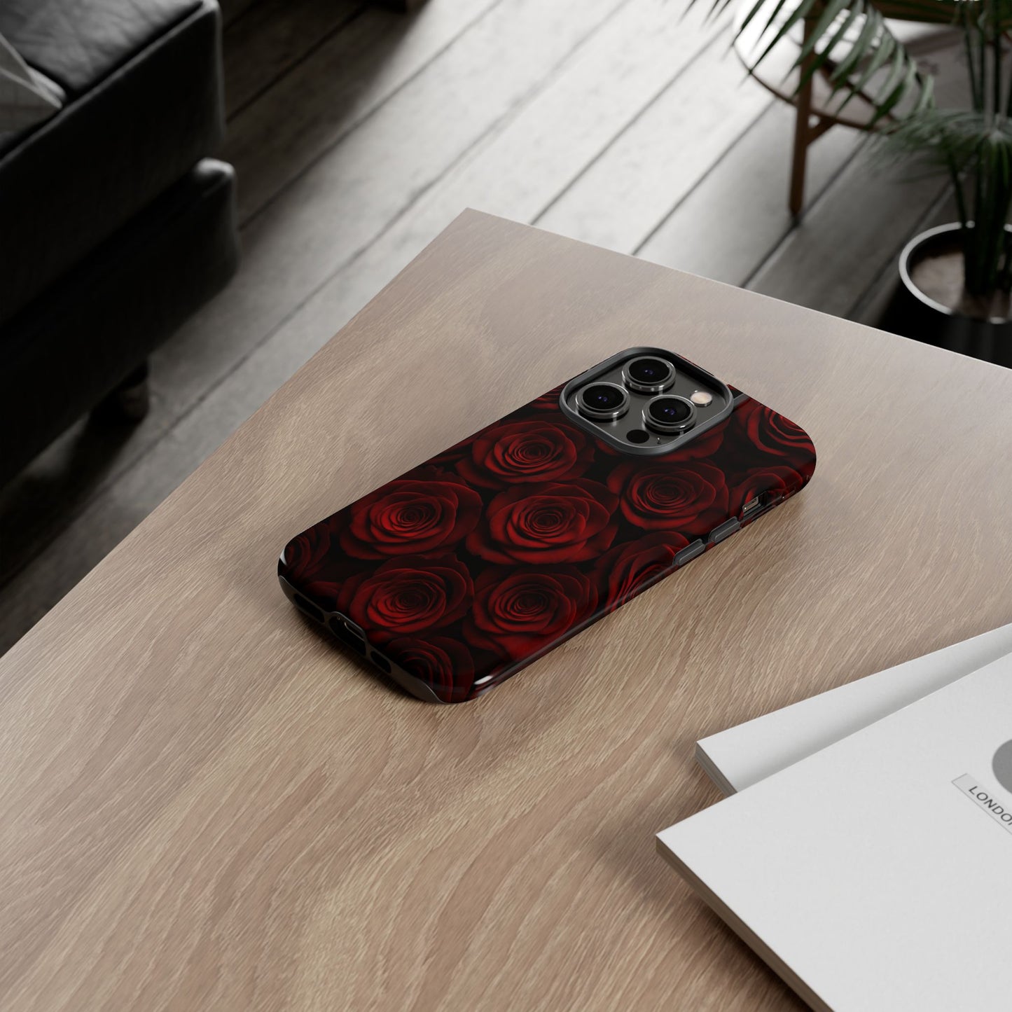 Dark Red Rose Phone Case – Gothic Floral Tough Case (iPhone, Samsung, Pixel)