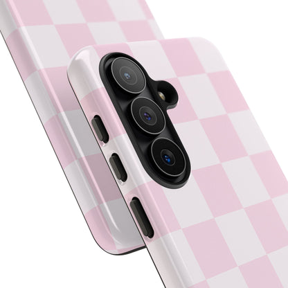 Light Pink Checkerboard Phone Case | Pastel Aesthetic Checkered iPhone & Samsung Tough Case