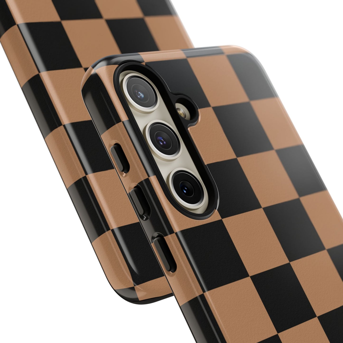 Brown Checkered Phone Case | Aesthetic Checkerboard iPhone & Samsung Tough Case