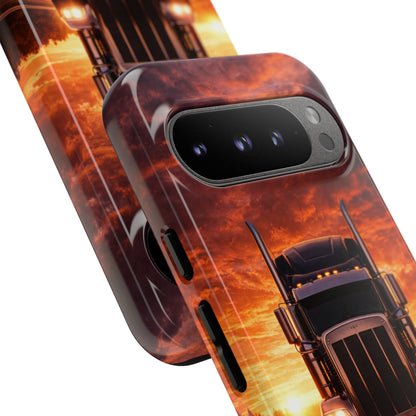 Big Rig Truck Phone Case Sunset Highway Semi Truck iPhone Samsung Cover