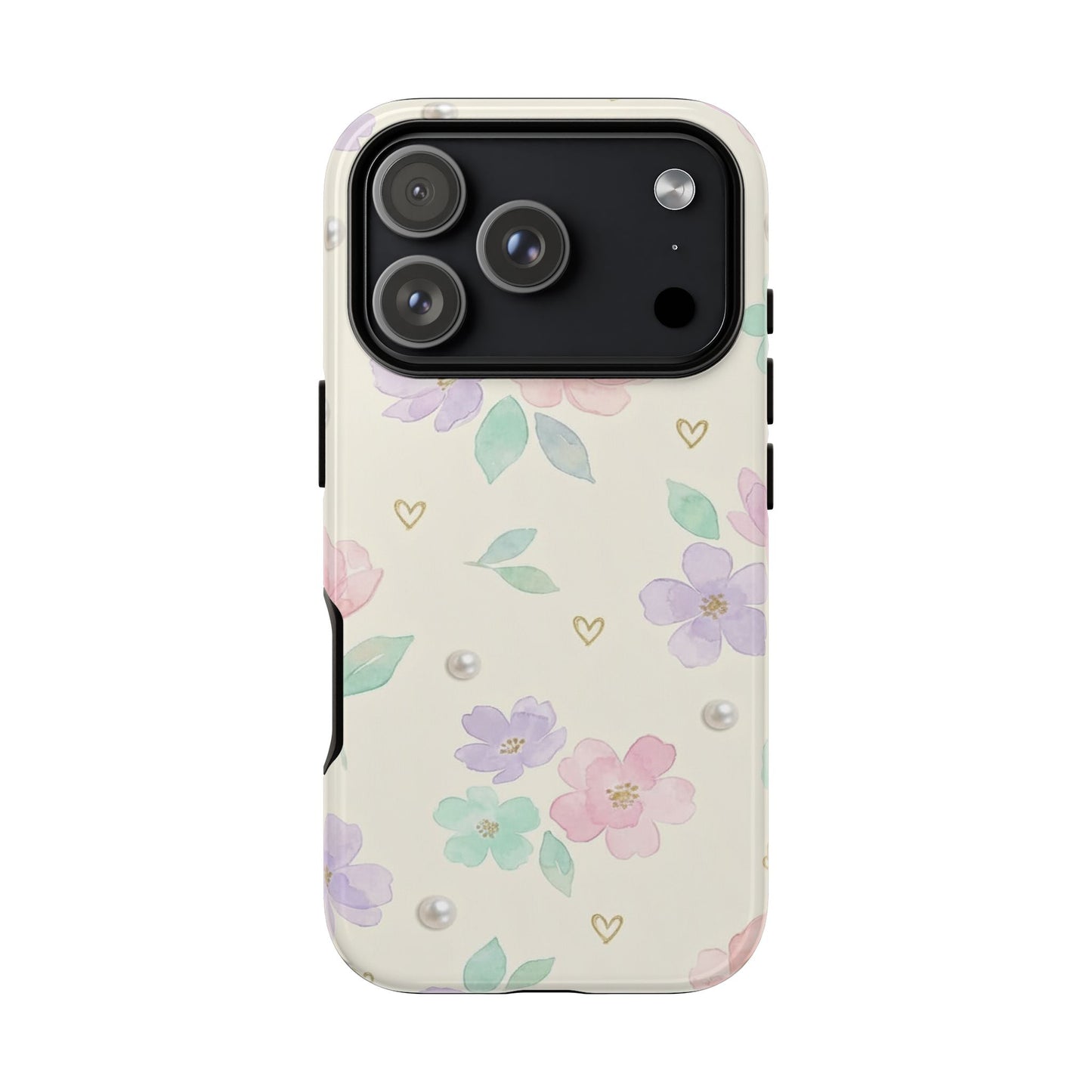 Pastel Floral Phone Case – Coquette Watercolor Flower Hearts Tough Case (iPhone, Samsung, Pixel)