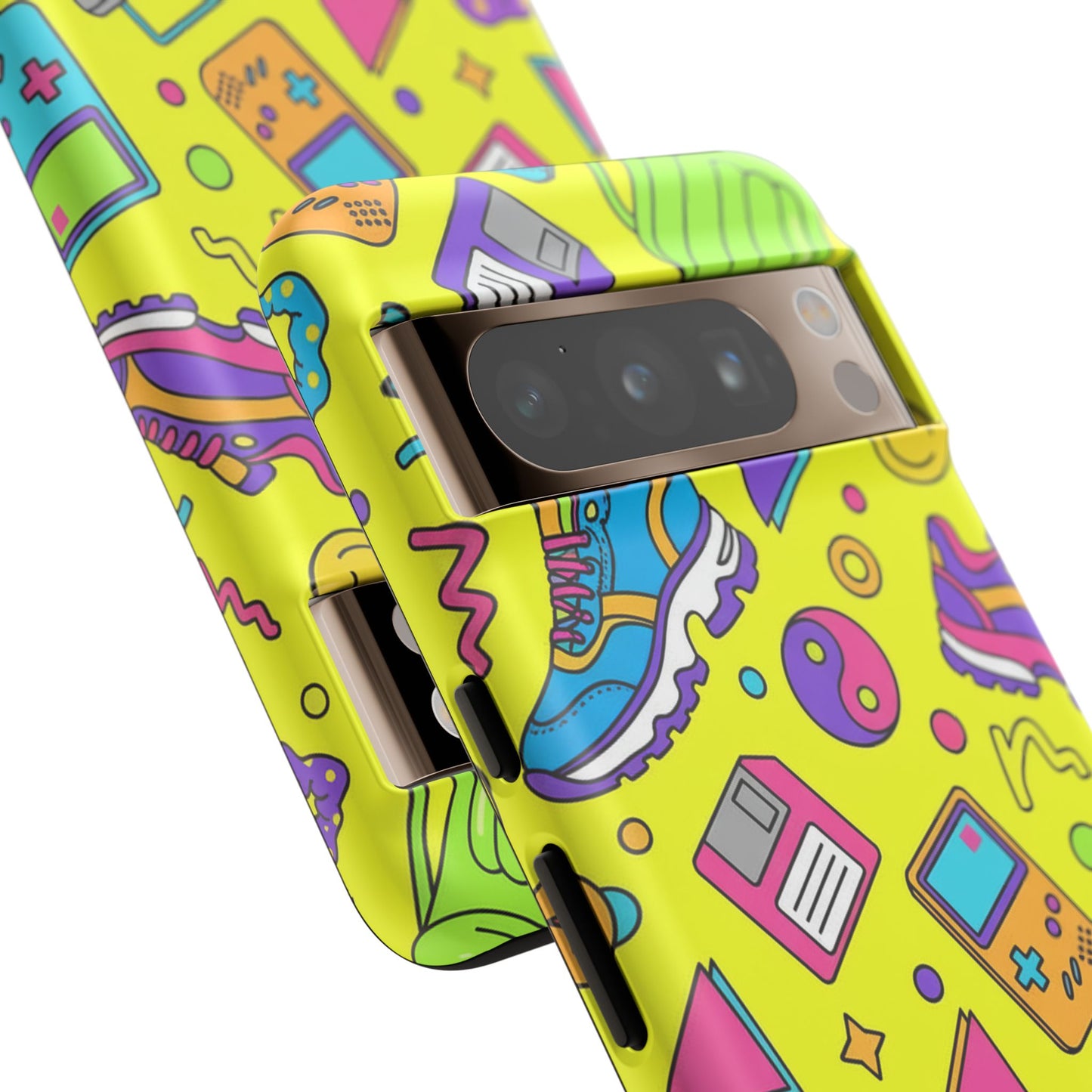 90s Retro Neon Phone Case – Y2K Nostalgia Colorful Icons Tough Protective Case