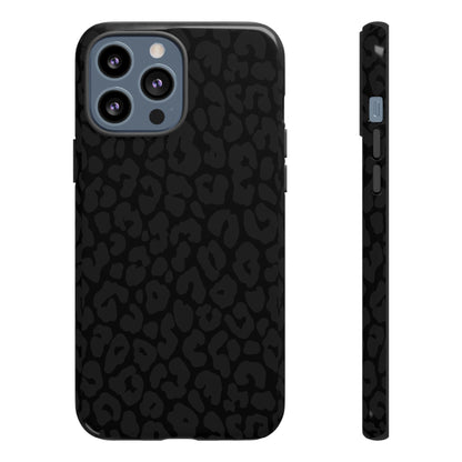 Black Leopard Phone Case | Black on Black Leopard Print Tough iPhone & Samsung Case | Matte or Glossy Protective Cover