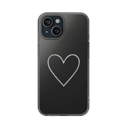 Minimal Hand-Drawn Heart Clear Phone Case | Aesthetic Clear Protective Case