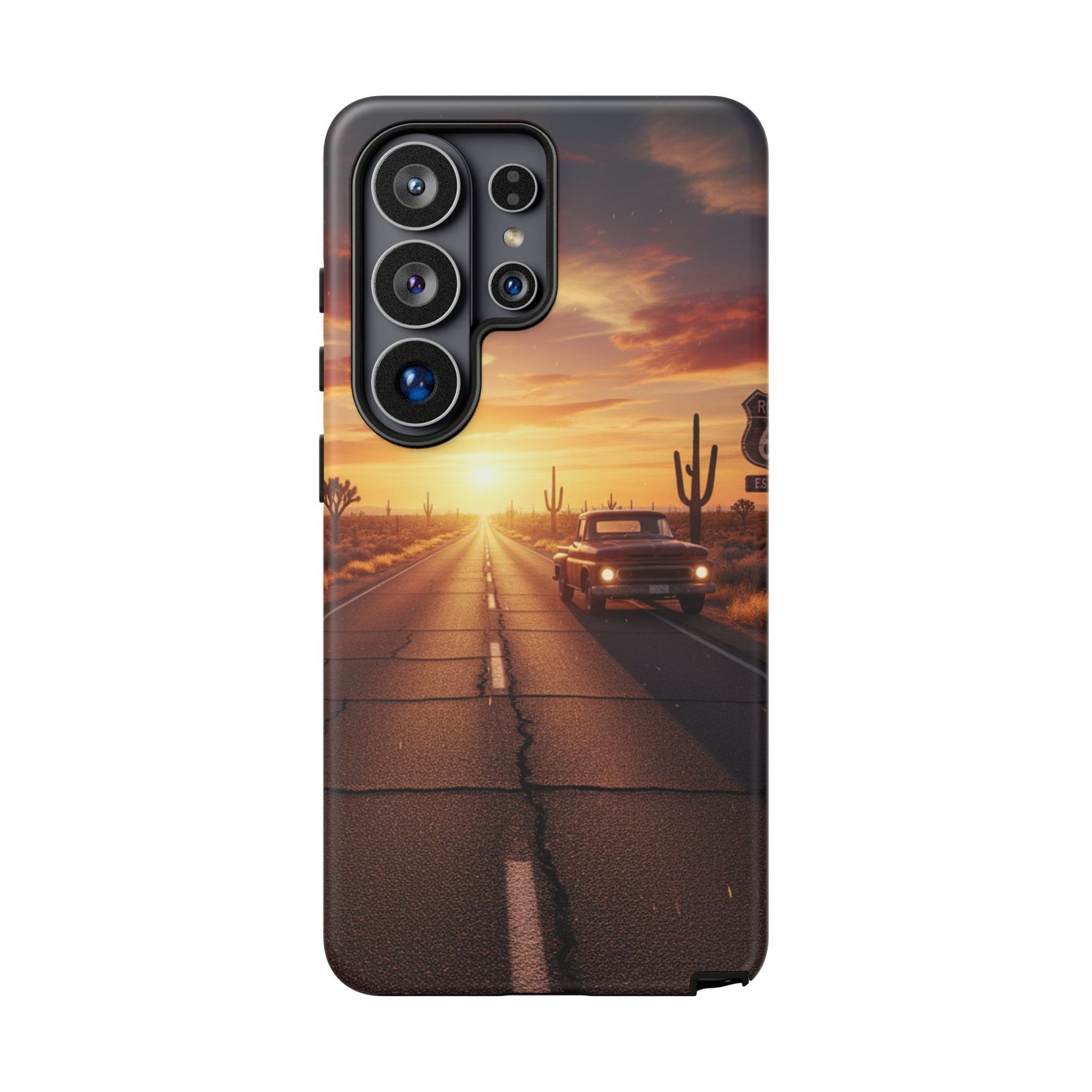 Route 66 Sunset Desert Highway Phone Case – Road Trip Travel Aesthetic Tough Case