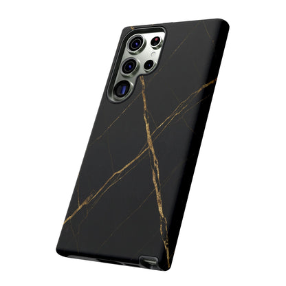 Black Marble Phone Case with Gold Veins – Luxury Minimal Aesthetic Tough Case