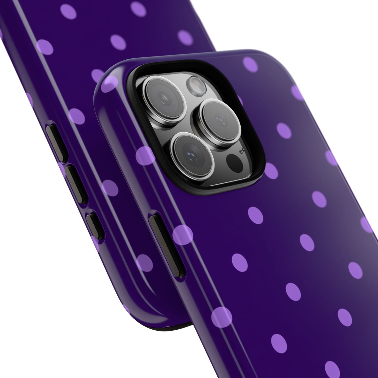 Purple Polka Dot Tough Phone Case – Cute Stylish Durable Protective Cover for Iphone, Samsung Galaxy and Pixel