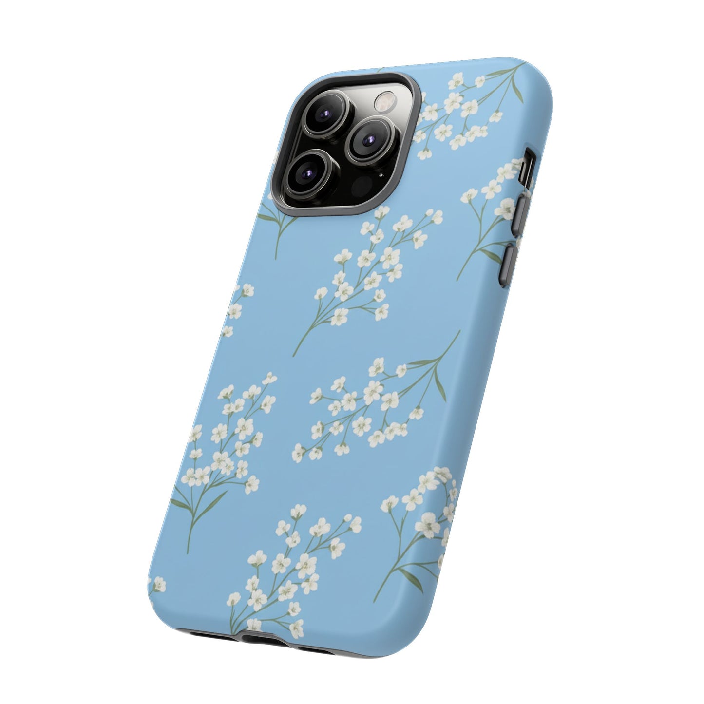 Baby’s Breath Floral Phone Case – Blue Minimal Flower Aesthetic Tough Case