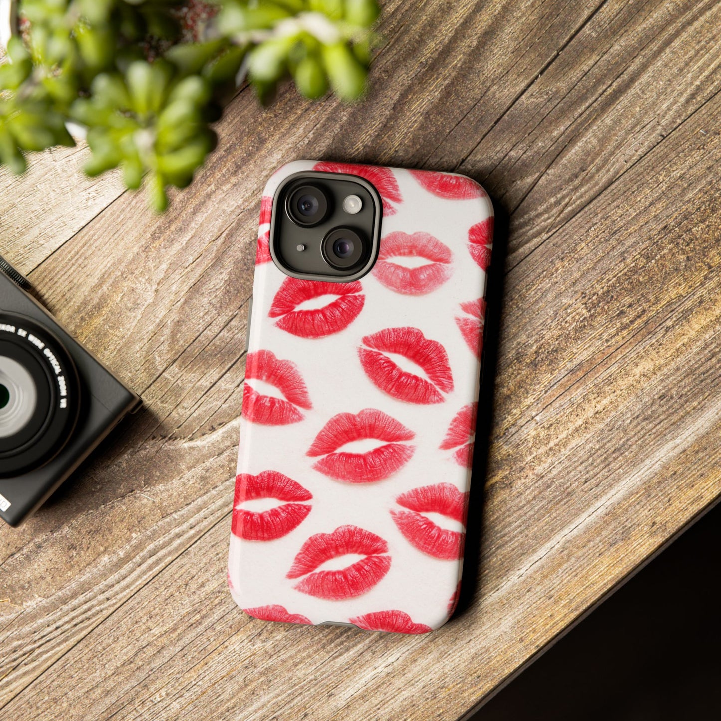 Red Lipstick Kiss Phone Case – Sexy Lip Print Pattern Tough Protective Cover