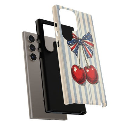 Patriotic Cherry Phone Case Americana Coquette Aesthetic iPhone Samsung